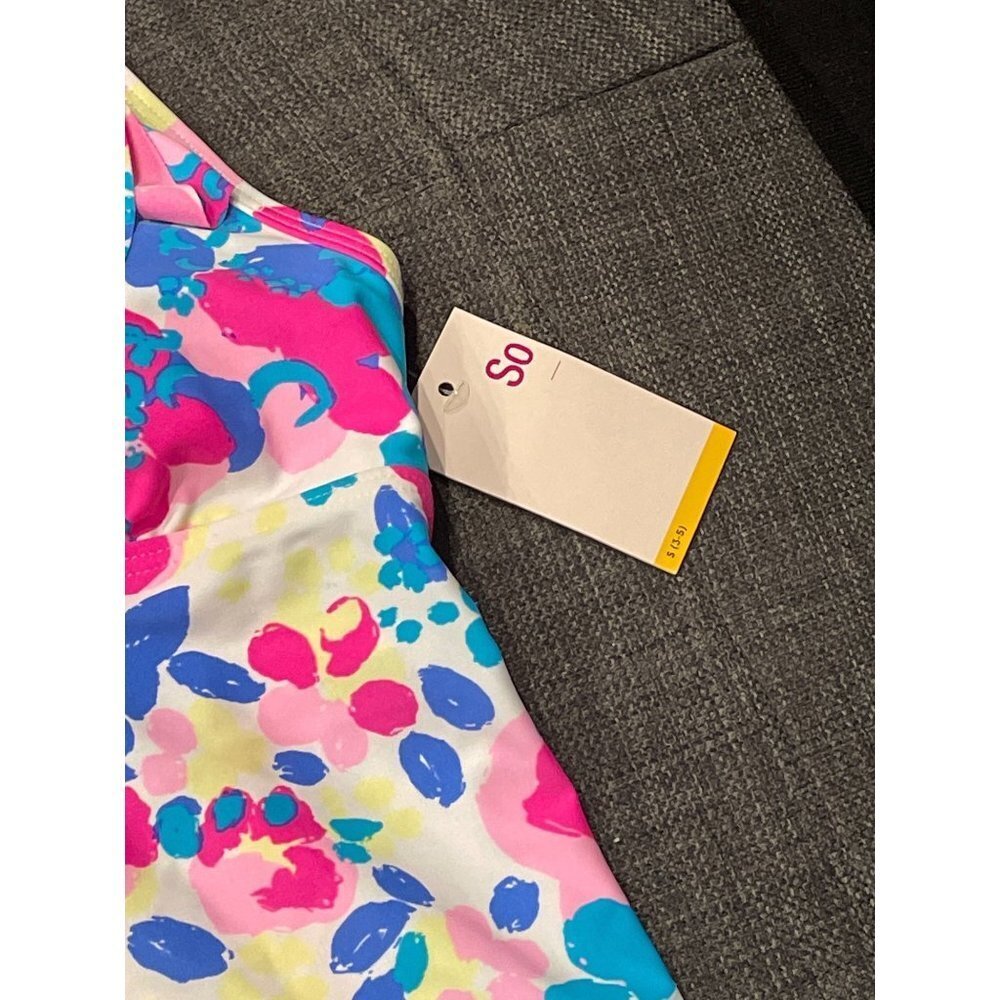 So NWT Floral Tankini Halter Pullover Swim Top Sz S Juniors - Picture 5 of 7